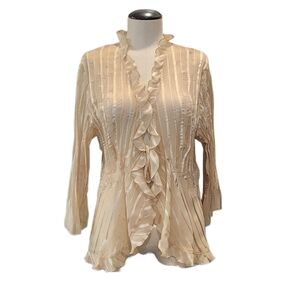 Elementz Beige Pleated Sheer Blouse